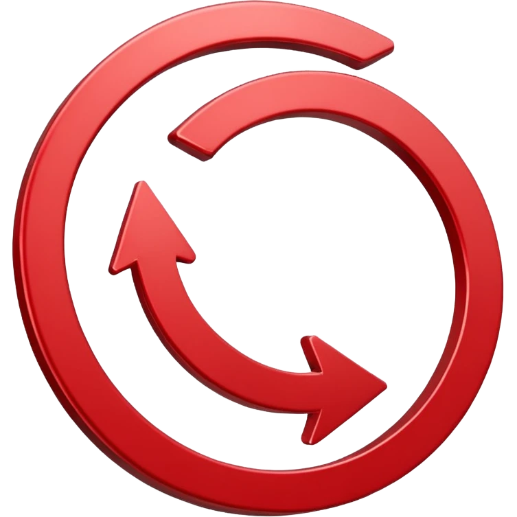 Prompt 15: "Is your backup plan."
Graphic: 🔄 Refresh/loop arrows icon (white with red highlights).
Animation: Arrows rotate smoothly.
Background: Transparent. emoji