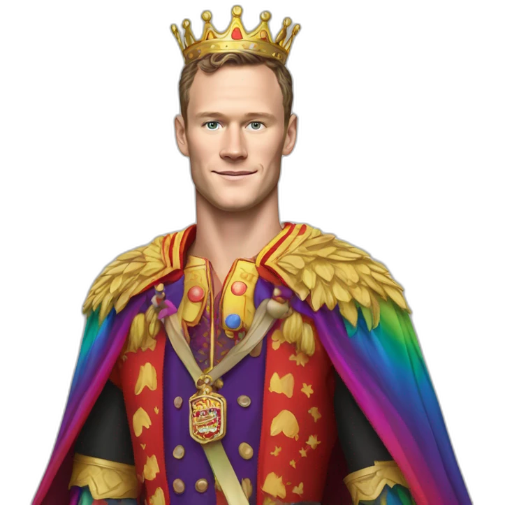 Jonathan Toews as a rainbow king with a royal robe on emoji