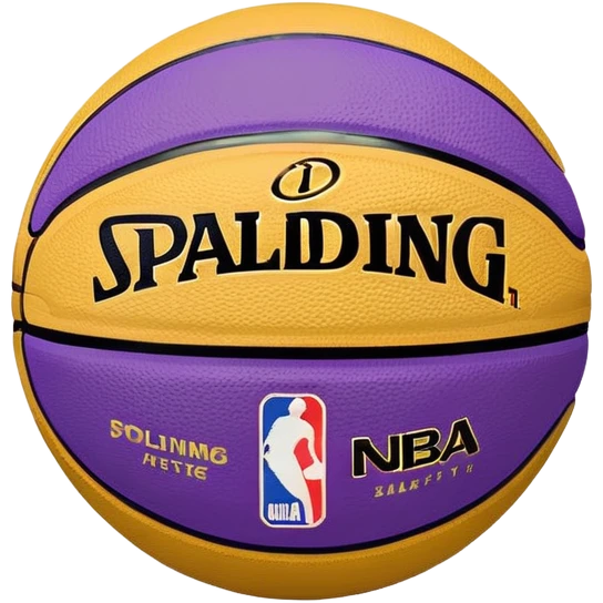 minimalist purple and gold Spalding basketball with simple NBA logo, clean design emoji