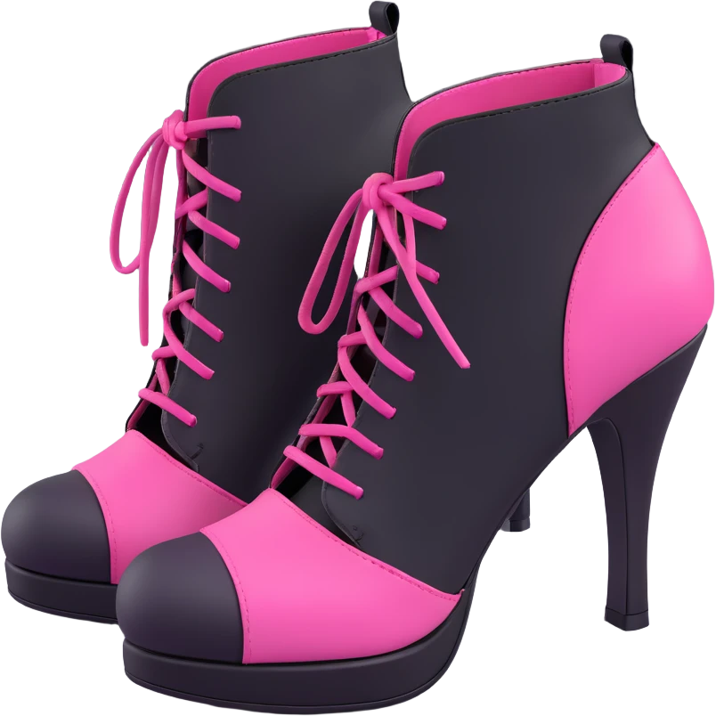 BLACKPINK-inspired gothic shoes, no hearts, black and pink, cute  emoji