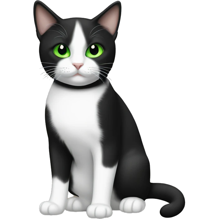 tuxedo cat with green eyes ￼ emoji