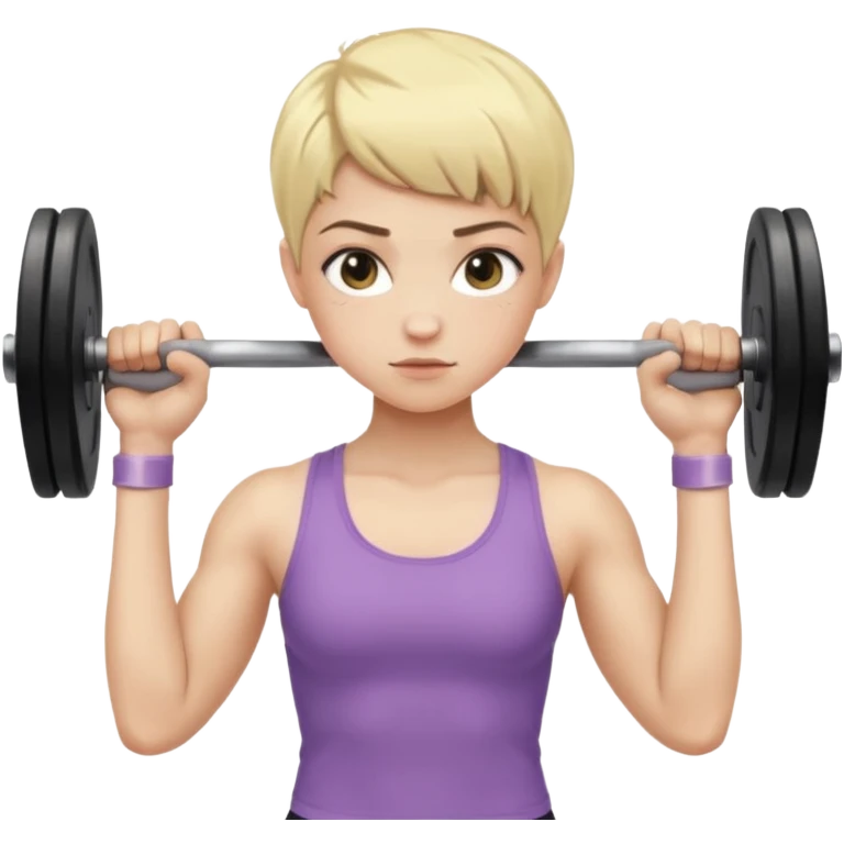 pale gym girl with blonde pixie cut lifting weights emoji