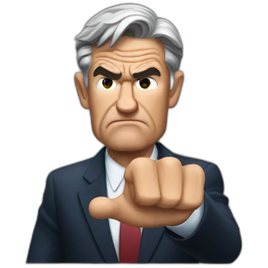 Jerome powell angry showing palm of his hand emoji