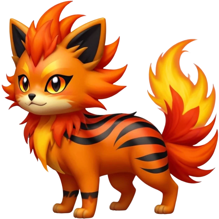 Zorua-Pyroar-Litten-Fakémon-hybrid-creature (full body)  emoji