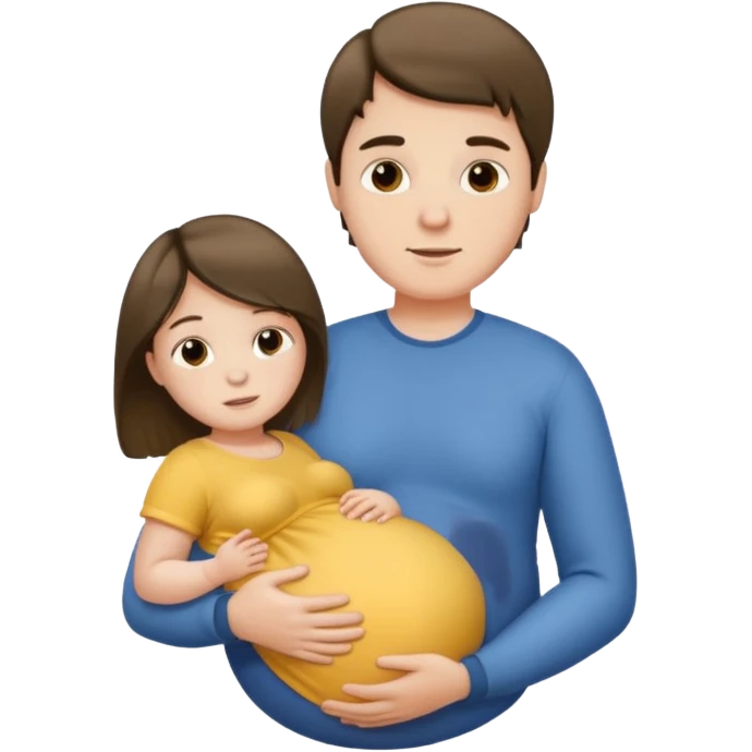 a pregnant man with middle parted hair emoji
