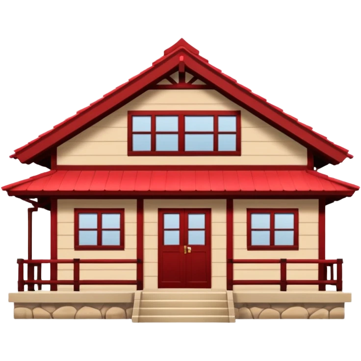 japan style wood house red beige emoji
