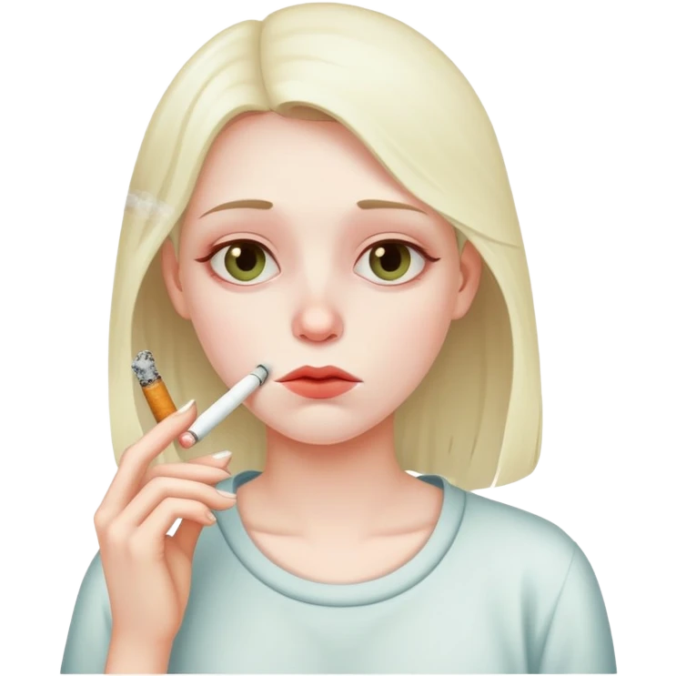 Very very ill and sick girl having 1 final cigarette  emoji