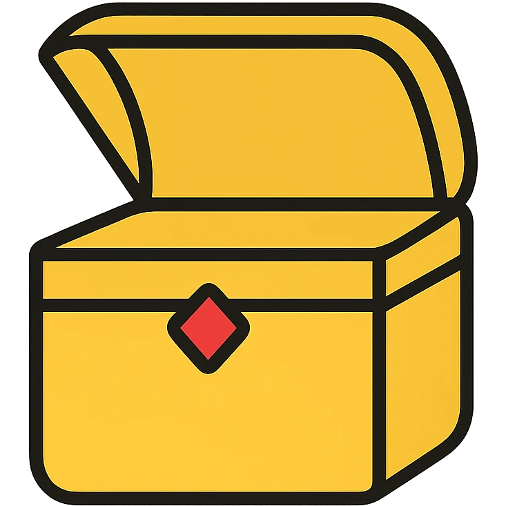 bare minimum treasure chest with extremely thin red lines, mostly transparent, with just one tiny red detail added - a small red jewel or gem accent emoji