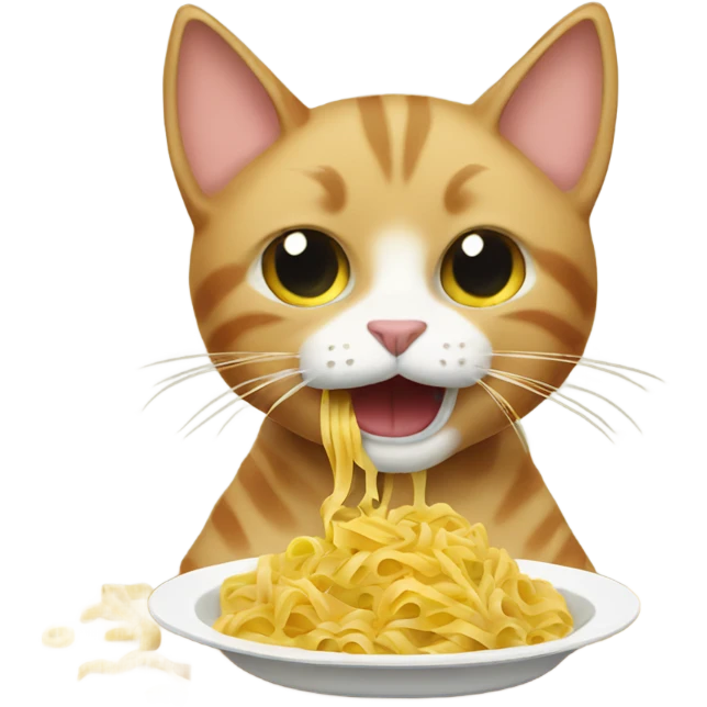 Cat eating pasta emoji