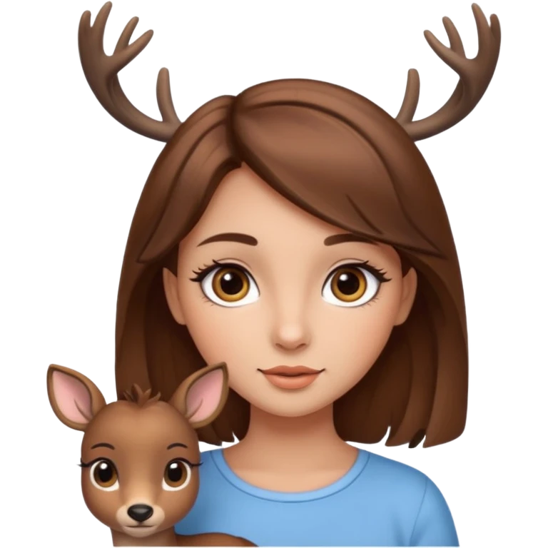 Make a cute girl deer with brown hair and big brown eyes give her lashes and her skin medium emoji