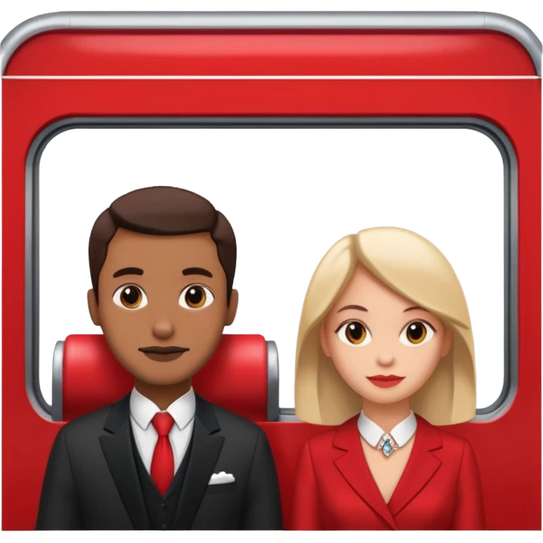 Man and Woman in Red train emoji