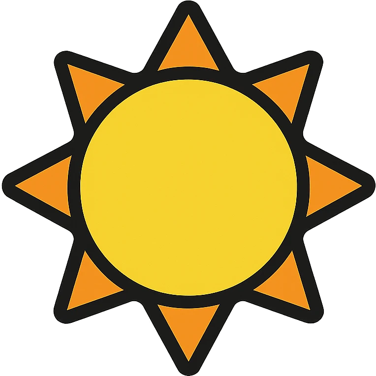 color outline icon of a sun emoji