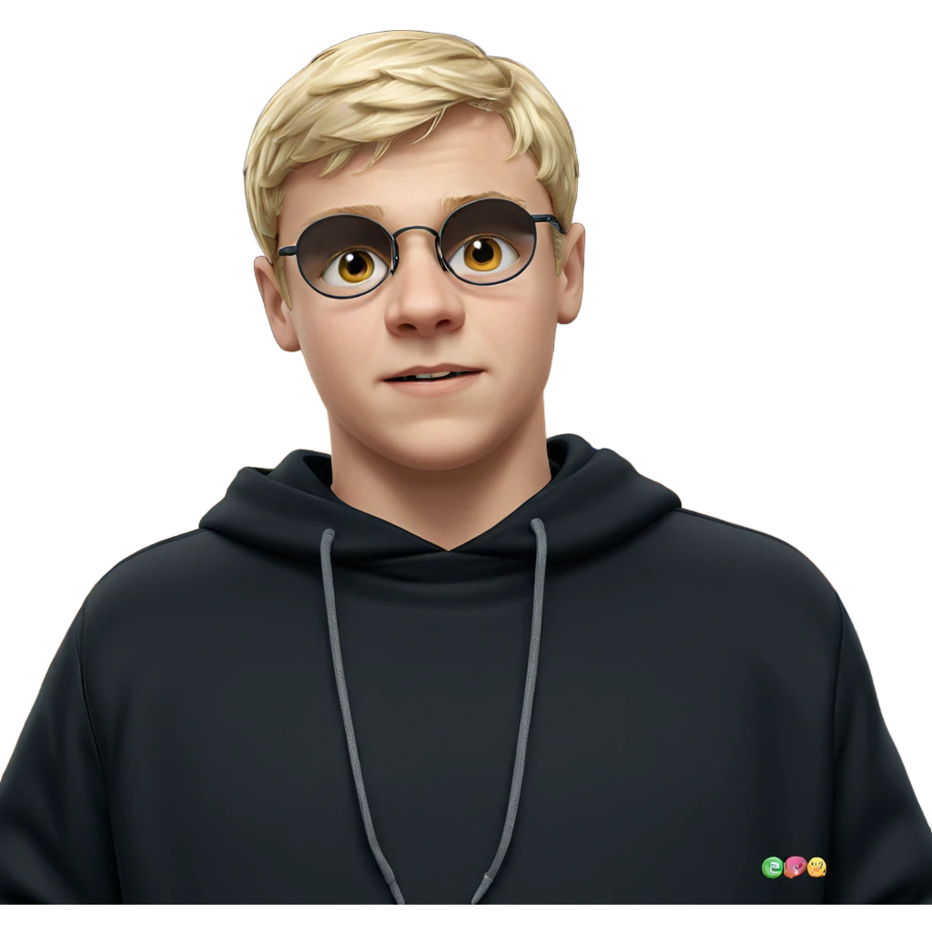 blonde boy in black hoodie emoji