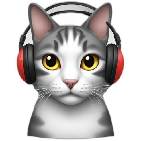 cat with a PC and headphones emoji