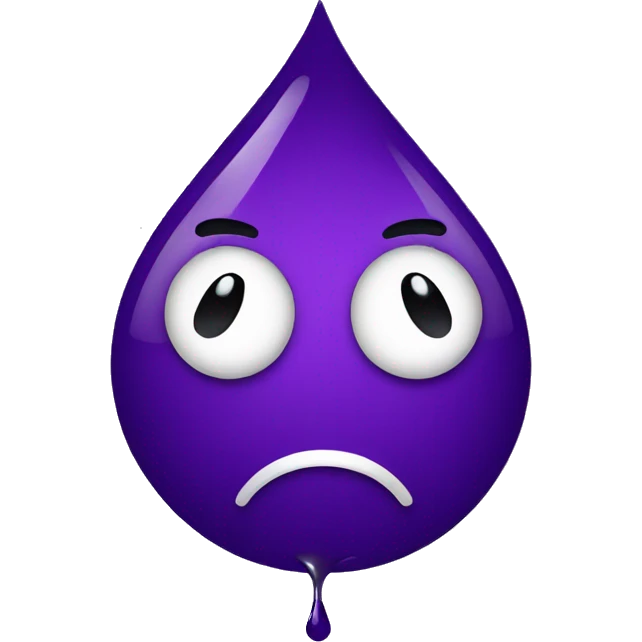 one sad emoji with a single drop coming from its eye and the teardrop is purple emoji