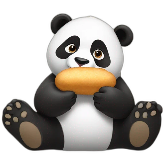 Panda bear eating croquettes emoji