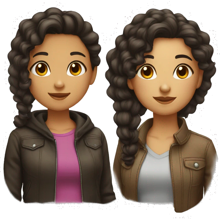 Lesbian girls one with curly black hair one with straight brown hair emoji