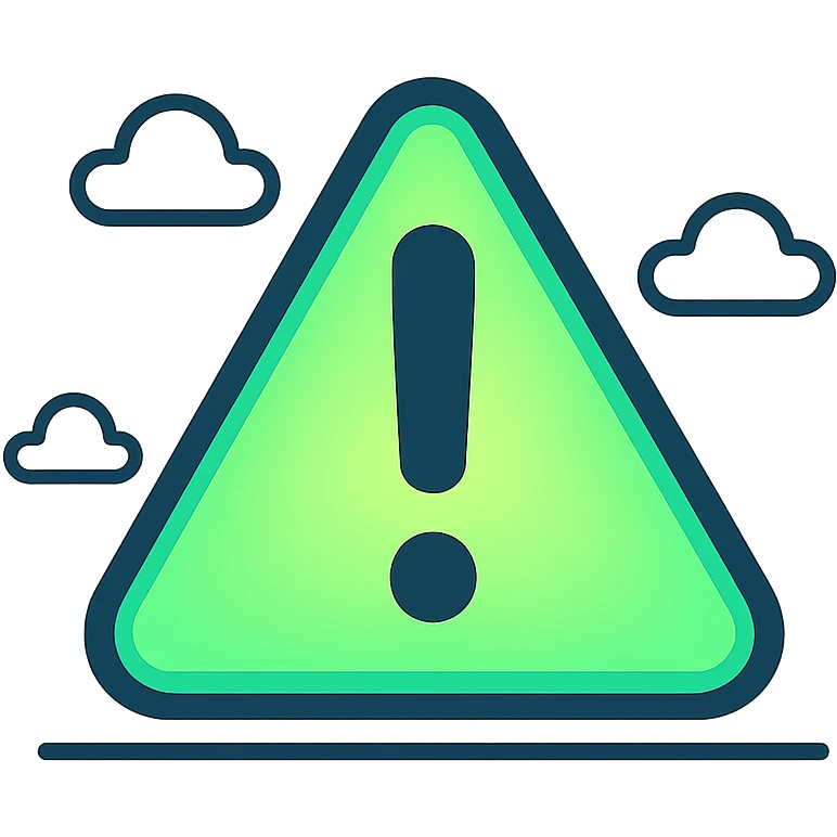 hazardous green logo, triangle with exclamation mark, glowing green, sleek, no text emoji