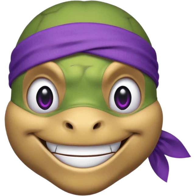 Donatello from Teenage Mutant Ninja Turtles, emoji style, head only, cute minimalistic style, with a bandana emoji