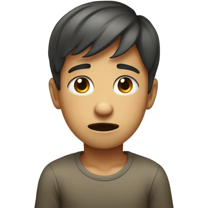 a headache hands on the  top of the head a pain expresion a boy emoji