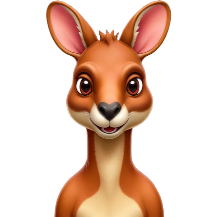 Cinematic Comical Adult Red Kangaroo Portrait Emoji, Head tilted dramatically with an exaggeratedly shocked expression, featuring a robust, dynamic build with a uniquely red kangaroo-shaped head sporting an elongated snout and wide, comically expressive eyes full of playful disbelief, Simplified yet hilariously expressive features, highly detailed, glowing with a slightly sassy outback glow, high shine, dramatic yet playful, stylized with an air of cheeky wild mischief, soft glowing outline, capturing the essence of a meme-worthy kangaroo that looks ready to bound its way into viral fame! emoji
