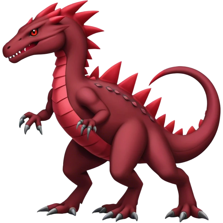 Badass black and red salazzle-tyranitar-hybrid, full body emoji