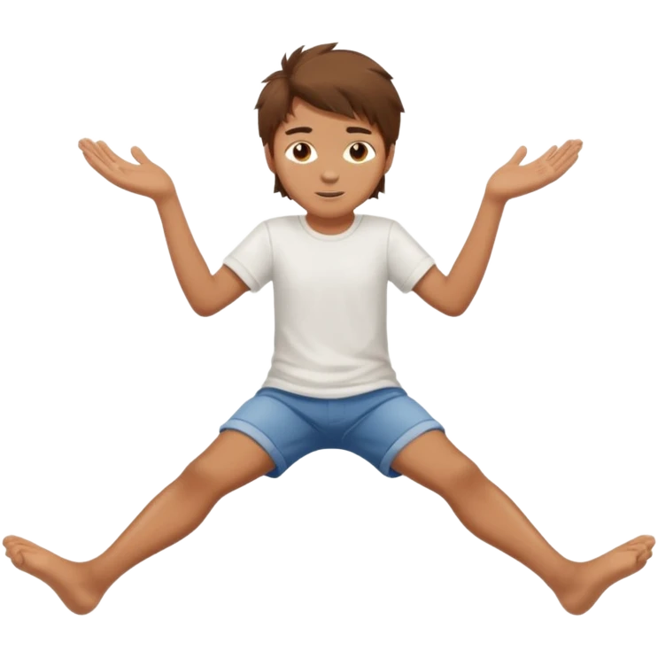 barefooted boy with messy hair spreading his legs  emoji