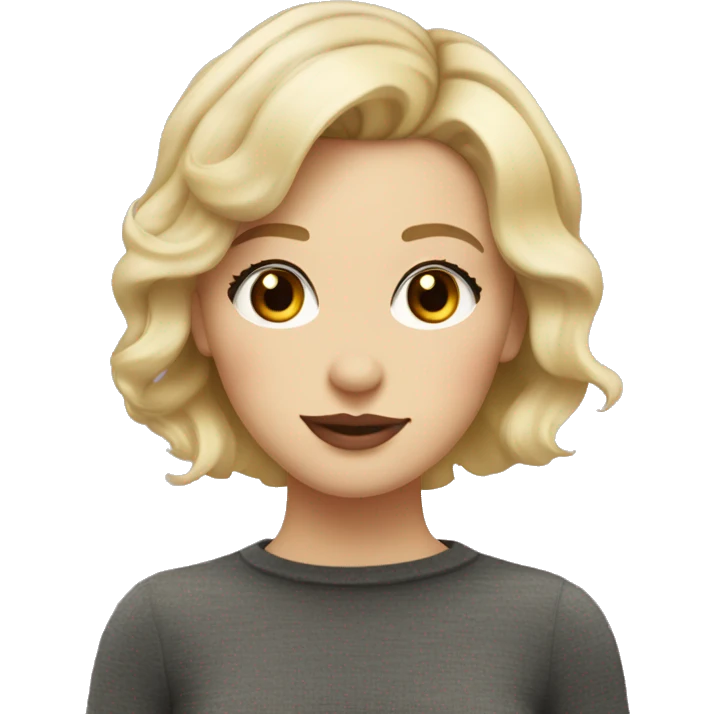 Blonde girl with short hair and dusty pink lips happy hazel eyes emoji