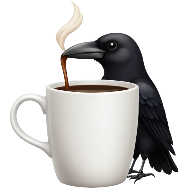 Crow eating coffee  emoji