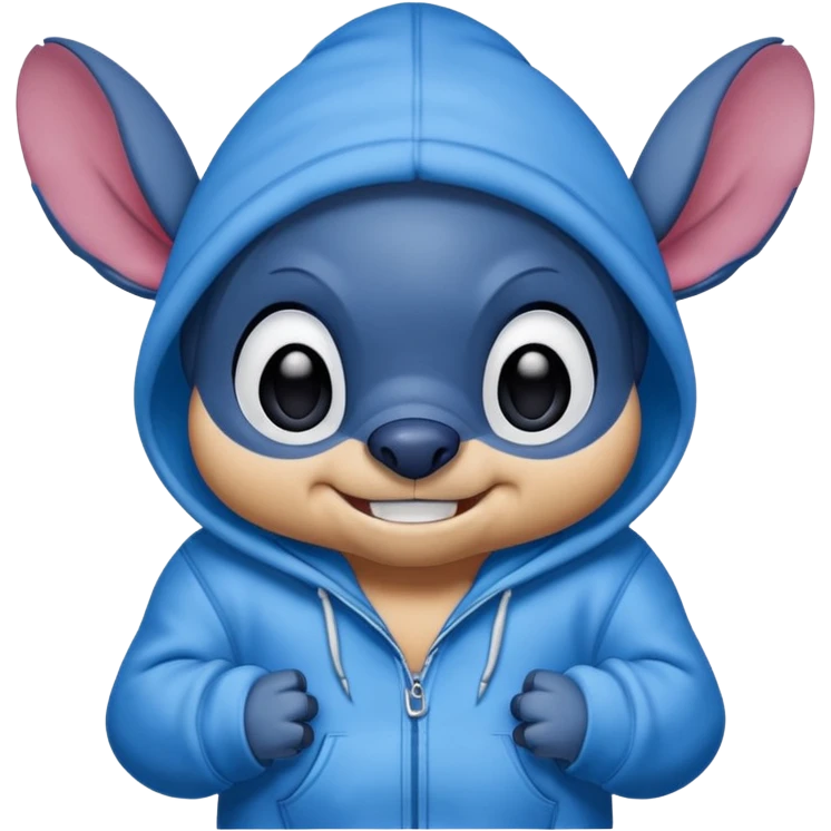 Stitch wearing a blue hoodie  emoji