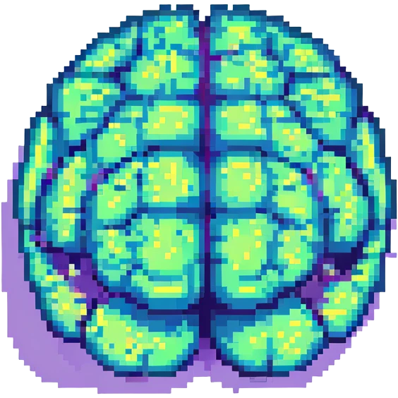 pixel art of a brain with digital noise and corrupted pixels, evoking brainrot emoji