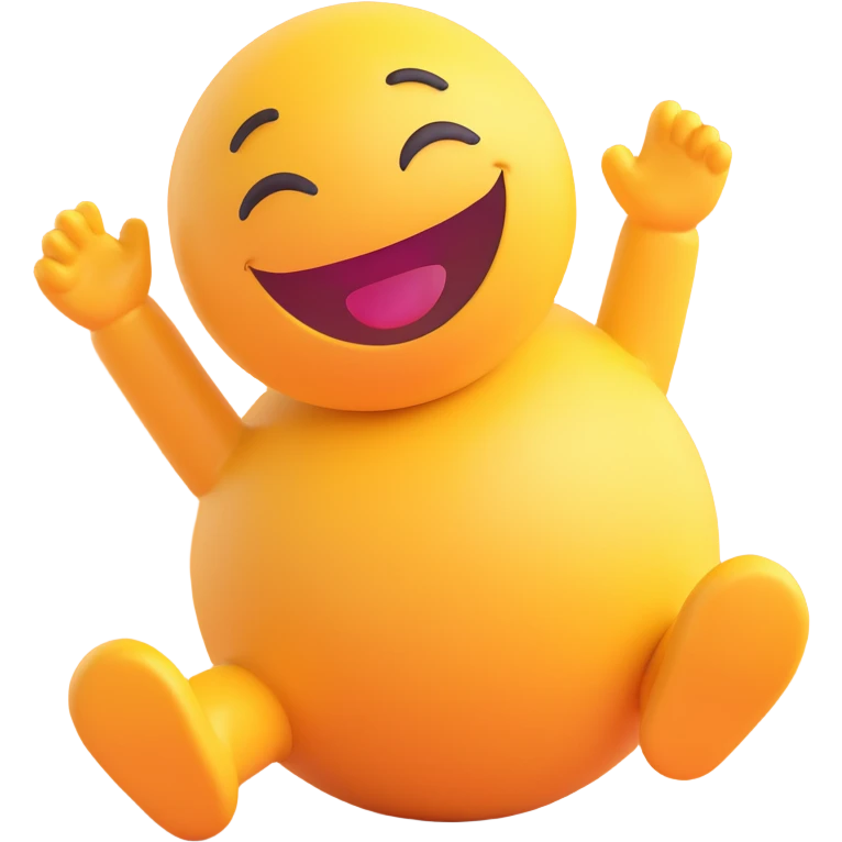 laughing emoji rolling on the floor, holding its belly, 3D emoji style emoji
