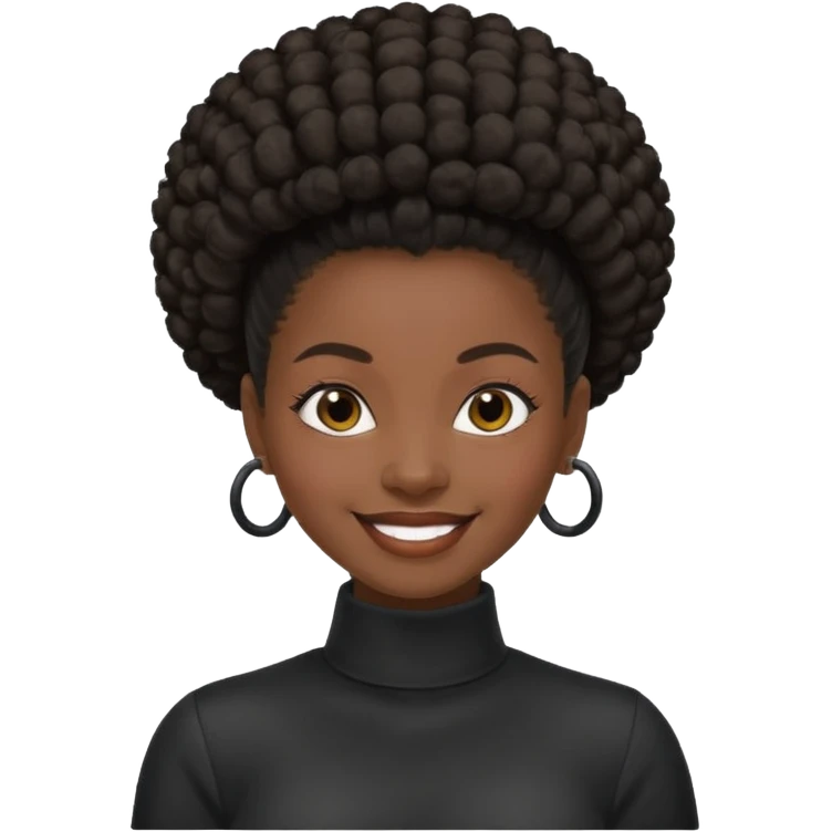 black girl with slick back afro puff emoji