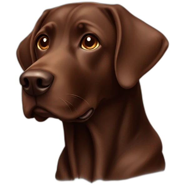 Chocolate lab with very long ears happy long face emoji