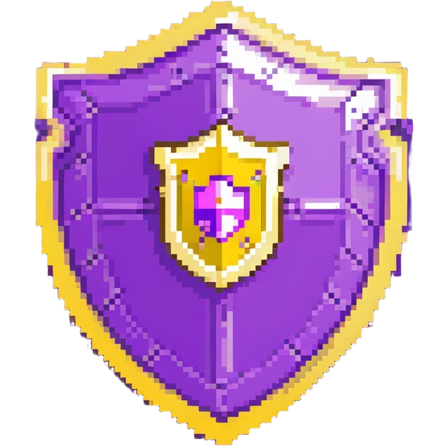 purple magical code shield with developer tools and aura emoji