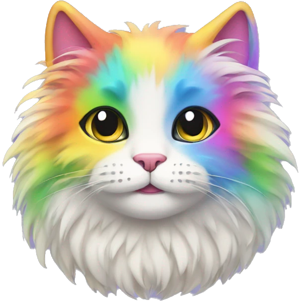 fluffy colorful rainbow cat emoji