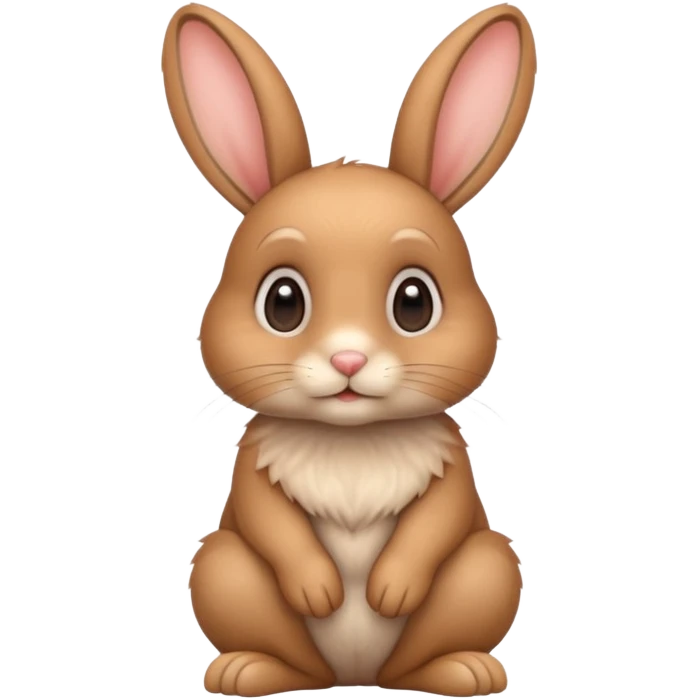 a sitting cute light brown bunny with big cute eyes  emoji