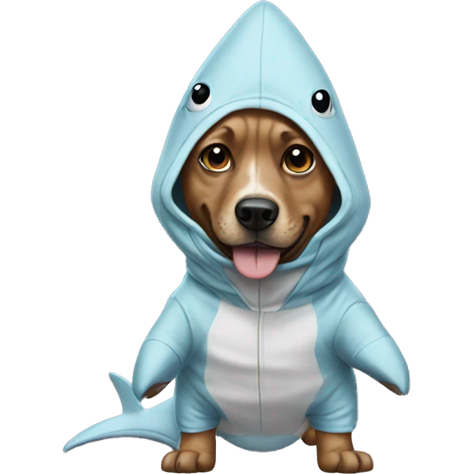 A dog in a shark onesie  emoji