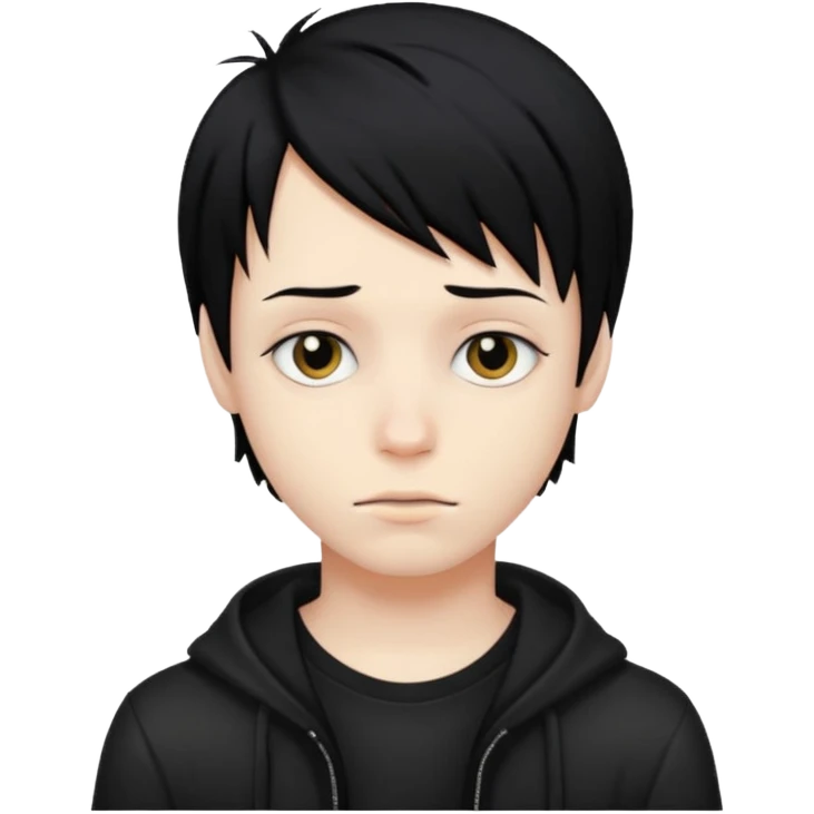 Emo pale but a bit tanned boy with black hair emoji