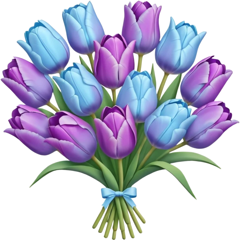 light blue and light purple tulip bouquet emoji