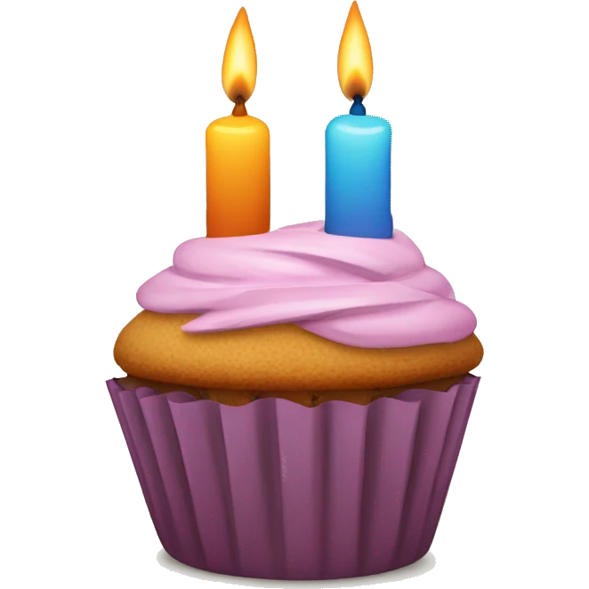 cupcake with 2 candles emoji