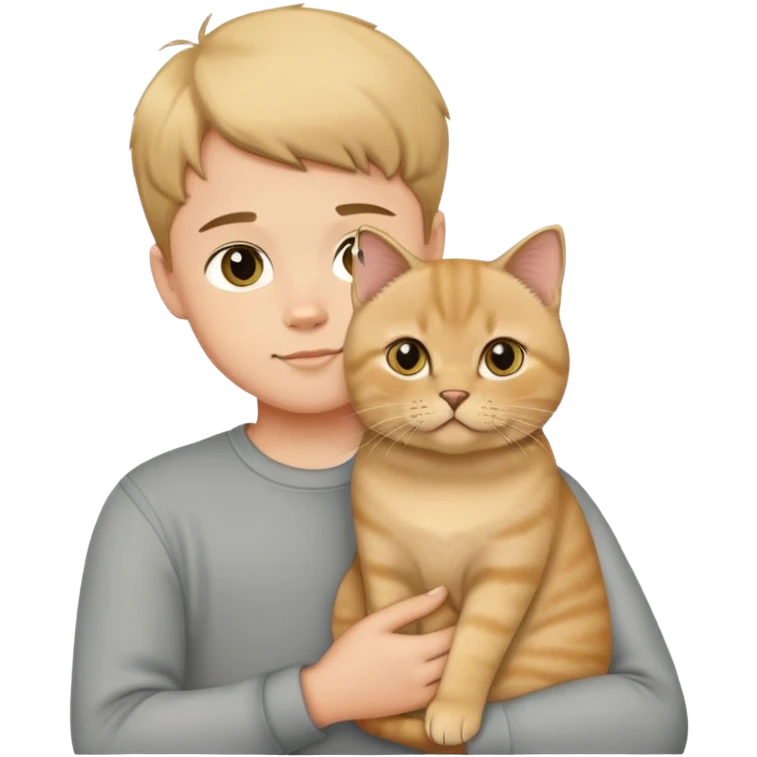 boy holding a british shorthair golden emoji