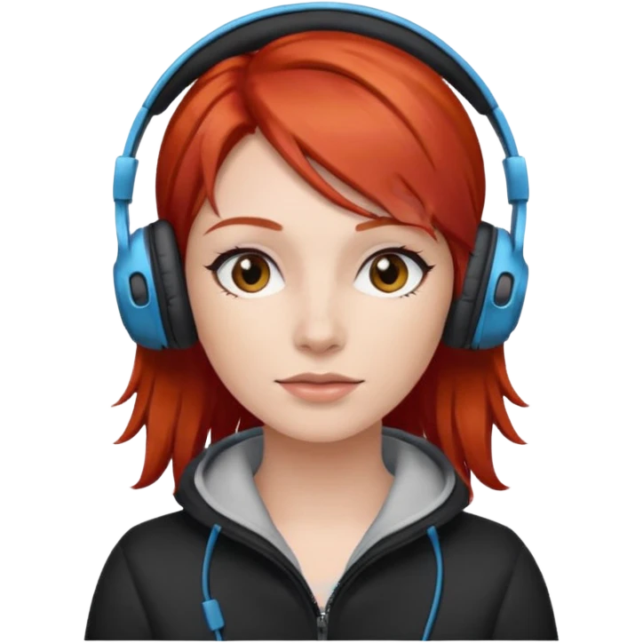 woman red head with headphone emoji