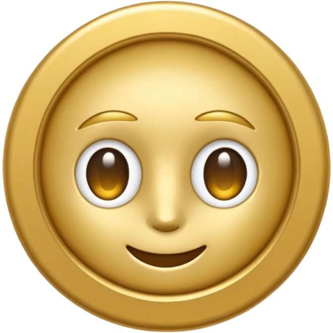 gold token emoji style with simple rim, mascot head only, minimal details, no shadows, centered, transparent background, slightly larger eyes emoji