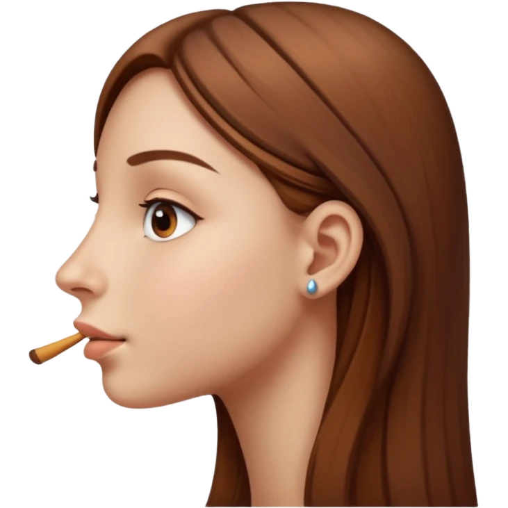 Girl with big pinocchio effect, side view emoji