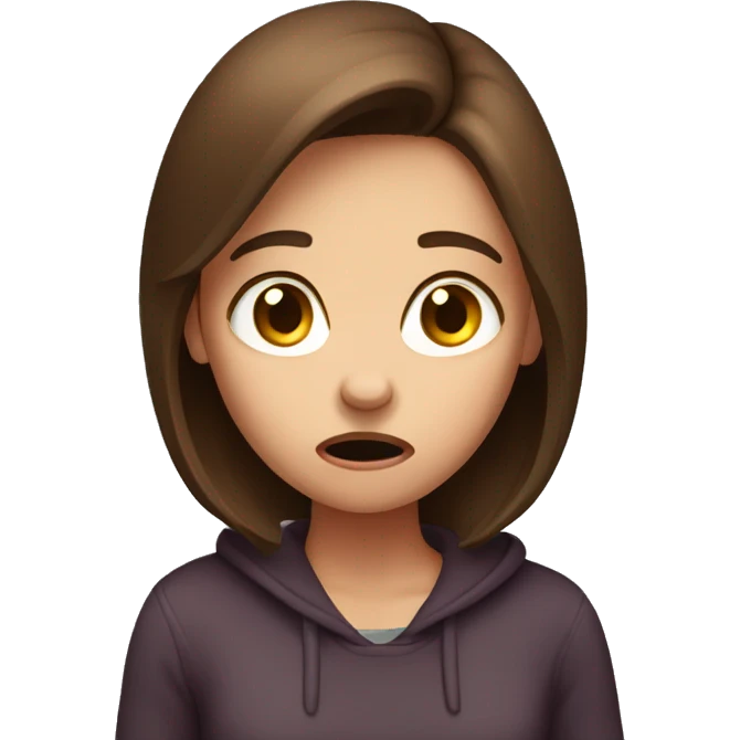 Terrified Brown haired girl emoji