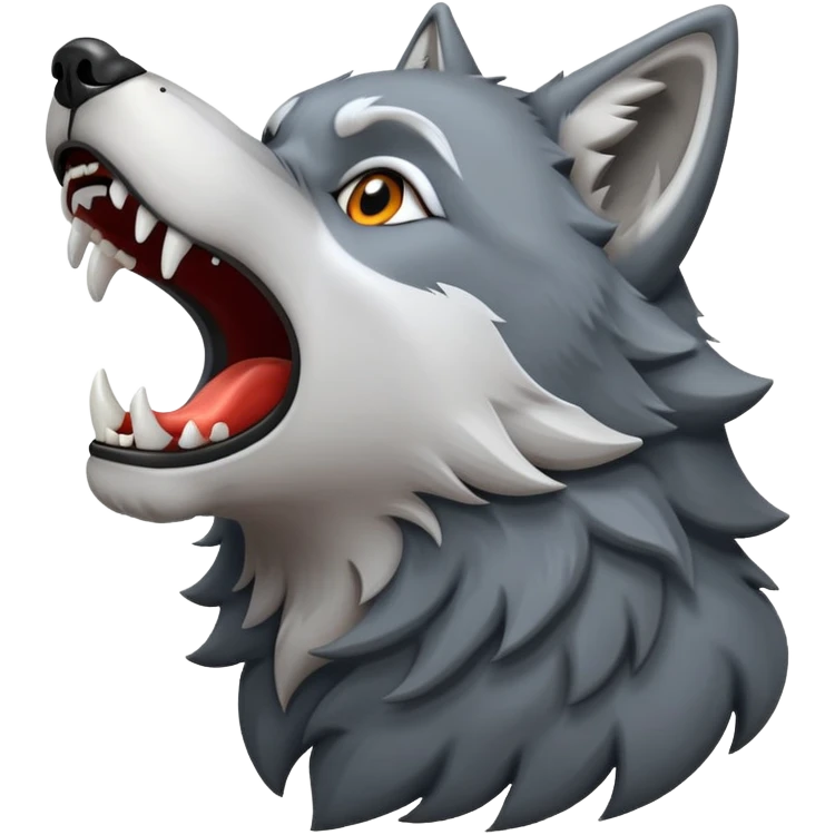 Wolf howling with awooo coming from its mouth emoji