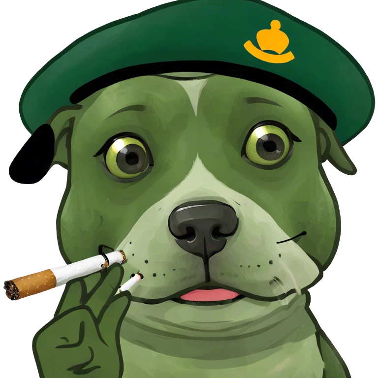 A dog with a cifarette emoji