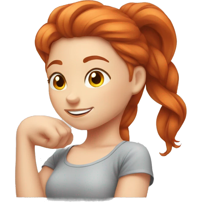 Beautiful redhead girl stretching  emoji