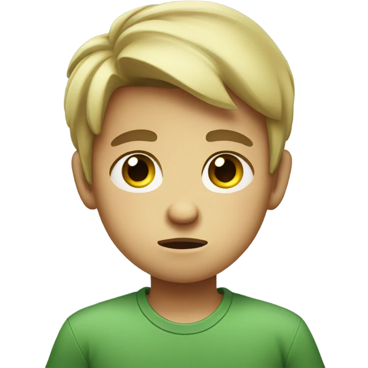 Ashamed boy in green shirt emoji